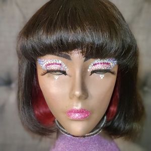 HUMAN Hair WIG SET  brown n pink Bob w/ bangs!